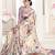 Beige designer digital printed crepe soft silk saree with blouse piece