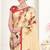 Cream designer digital printed crepe soft silk saree with blouse piece