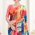 Multy designer digital printed crepe soft silk saree with blouse piece