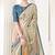 Beige designer digital printed crepe soft silk saree with blouse piece
