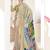 Cream designer digital printed crepe soft silk saree with blouse piece