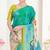 Blue designer digital printed crepe soft silk saree with blouse piece
