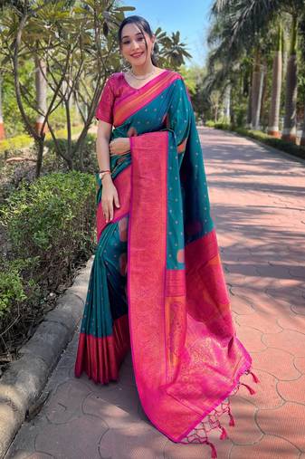 rama  Woven jari designer soft silk saree with blouse piece