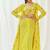 Yellow floral printed crepe cape set