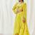 Yellow floral printed crepe cape set