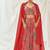 Red floral printed organza cape set