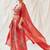 Red floral printed organza cape set