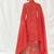 Red floral printed organza cape set