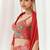 Red floral printed organza cape set