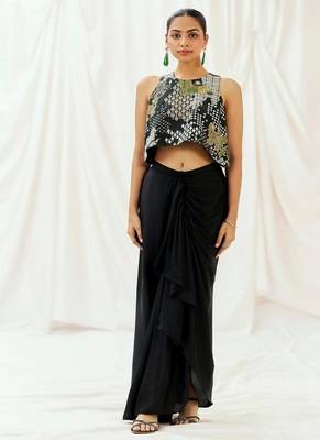 Black plain crepe co ord set 1