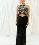 Black plain crepe co ord set