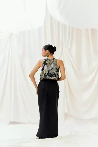 Black plain crepe co ord set