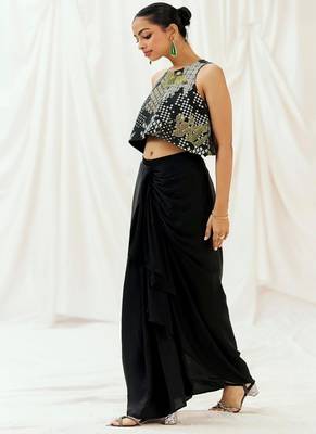 Black plain crepe co ord set 5