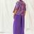 Violet floral printed georgette jacket set