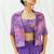 Violet floral printed georgette jacket set