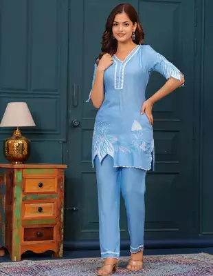  Embroidered Tunic With Trousers Co-Ords 1