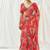 Red floral printed georgette saree
