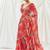 Red floral printed georgette saree
