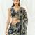 Black printed georgette saree