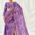 Violet floral printed georgette saree