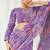 Violet floral printed georgette saree