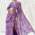 Violet floral printed georgette saree