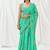 Turquoise floral printed crepe saree