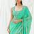 Turquoise floral printed crepe saree