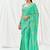 Turquoise floral printed crepe saree