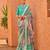 sea green weaving designer,printed  p v silk saree with blouse piece