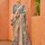 grey  weaving designer,printed  p v silk saree with blouse piece