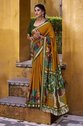 Elegant Kalamkari Print Chanderi Saree with Zari Weaving Timeless Grace