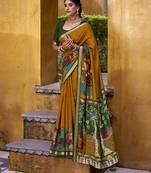 Elegant Kalamkari Print Chanderi Saree with Zari Weaving Timeless Grace