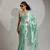 Firozi color hand work zharkhan stone satin silk saree with blouse