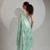 Firozi color hand work zharkhan stone satin silk saree with blouse