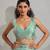 Firozi color hand work zharkhan stone satin silk saree with blouse