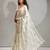 Off-white hand work zharkhan stone satin silk saree with blouse