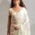 Off-white hand work zharkhan stone satin silk saree with blouse