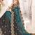 Rama color zari resham embroidery fendy satin silk two tone shade saree with blouse
