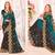 Rama color zari resham embroidery fendy satin silk two tone shade saree with blouse