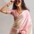 Pink color zharkhan beads with stone work fendy silk two tone saree with running blouse
