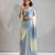 Firozi color zharkhan beads with stone work fendy silk two tone saree with running blouse