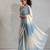 Firozi color zharkhan beads with stone work fendy silk two tone saree with running blouse
