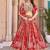 Stunning Red Chinon Digital Printed Wedding Lehenga Choli