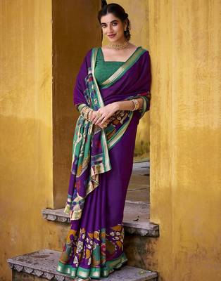 Elegant Kalamkari Print Chanderi Saree with Zari Weaving Timeless Grace 1