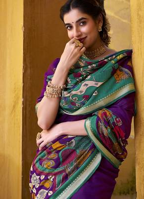 Elegant Kalamkari Print Chanderi Saree with Zari Weaving Timeless Grace 2