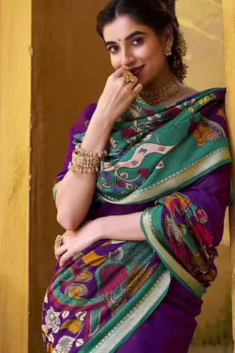 Elegant Kalamkari Print Chanderi Saree with Zari Weaving Timeless Grace