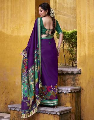 Elegant Kalamkari Print Chanderi Saree with Zari Weaving Timeless Grace 3