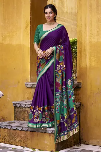 Elegant Kalamkari Print Chanderi Saree with Zari Weaving Timeless Grace