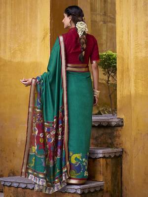 Elegant Kalamkari Print Chanderi Saree with Zari Weaving Timeless Grace 3